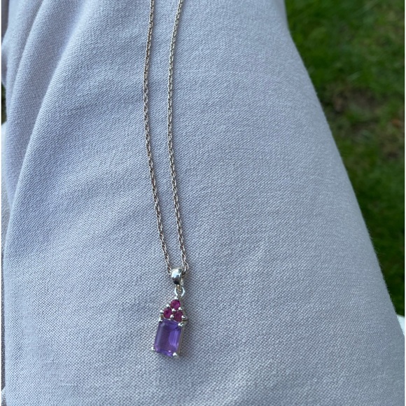 Sterling Amethyst and Ruby Pendant - Picture 9 of 14